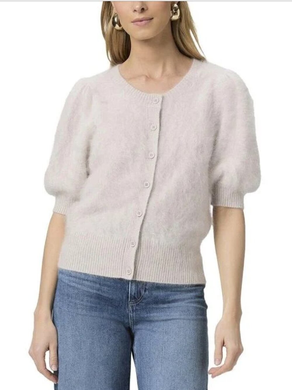 NWT Paige Augusta Puff Sleve Cardigan 100% Cashmere, size M